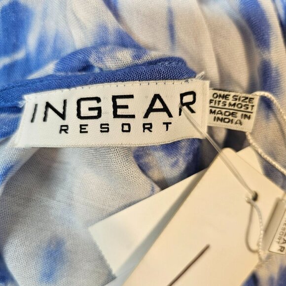 Ingear Resort Umbrella Dress OS Sleeveless Blue Tie Dye Tasseled Rayon Maxi NWT - Picture 6 of 8